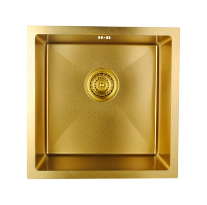 kualitas  Luxury Gold  Toned SUS304 Stainless Steel Square Kitchen Sink with  Efficient Drainage Design pabrik