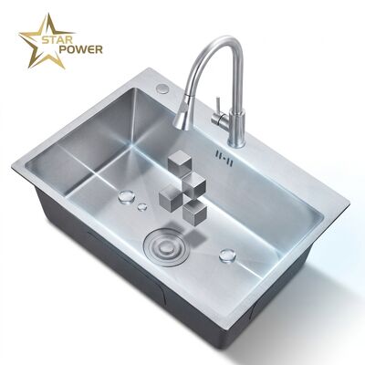 Harga bagus 24 Inch Undermount Single Bowl Kitchen Sink SUS304 18 Gauge with Nano Coating on line
