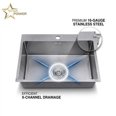 Harga bagus 23 Inch Undermount Single Bowl Kitchen Sink SUS304 18 Gauge Gunmetal PVD Finish on line