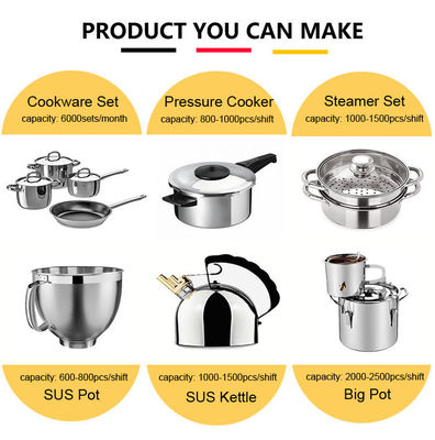 Semi otomatis 4 Column Cookware Produksi Line 500 Ton Hydraulic Press Machine Deep Drawing untuk panci dan wajan