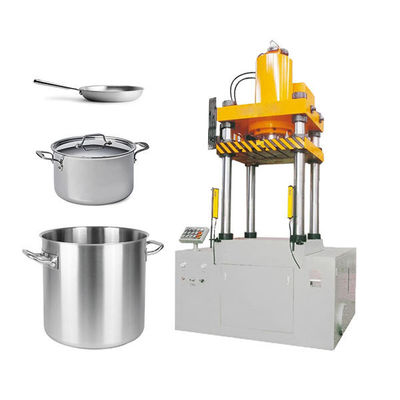 Harga bagus Semi otomatis 4 Column Cookware Produksi Line 500 Ton Hydraulic Press Machine Deep Drawing untuk panci dan wajan on line