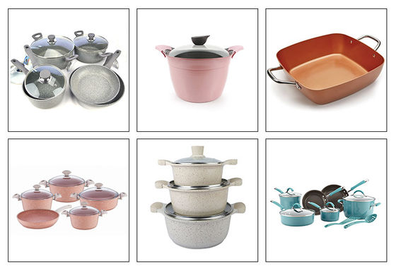 Lini produksi peralatan masak aluminium Die casting pot pan ditempa lapisan peralatan masak penyemprotan lini produksi