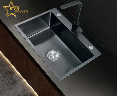 Dapur 304 stainless steel buatan tangan wastafel tunggal wastafel rumah tangga wastafel