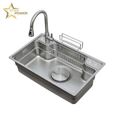 304 stainless steel khusus untuk baskom cuci tangan besar single trough tebal pencegahan karat terintegrasi dapur wastafel