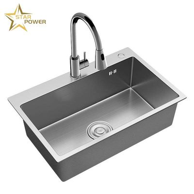 Harga bagus Dapur Rumah Tangga Stainless Steel Hand Sink besar satu bak on line