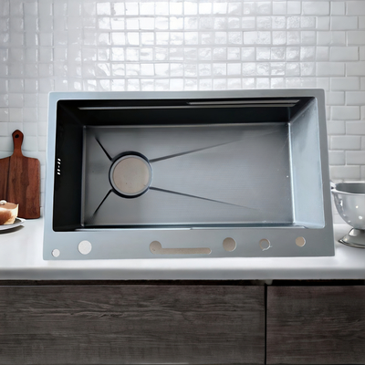 Stylish Grey Tone Grey Partition-Designed Kitchen Sink Partition untuk kontrol air, penampilan abu-abu cocok dapur modern