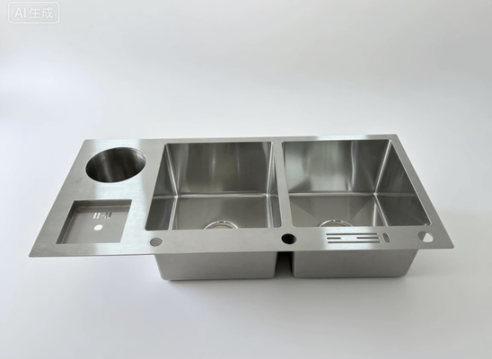 304 stainless steel Double Bowl Cuisine Sink dengan Aksesoris