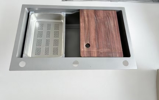 304 stainless steel Double Bowl Cuisine Sink dengan Aksesoris