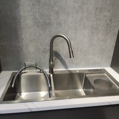 304 stainless steel Double Bowl Cuisine Sink dengan Aksesoris