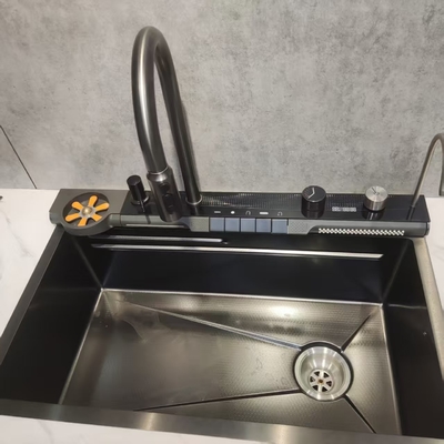 Bak Cuci Dapur Dua Mangkuk Baja Tahan Karat Hitam Undermount
