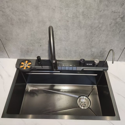 Bak Cuci Dapur Dua Mangkuk Baja Tahan Karat Hitam Undermount