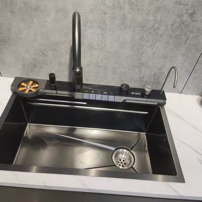 Bak Cuci Dapur Dua Mangkuk Baja Tahan Karat Hitam Undermount