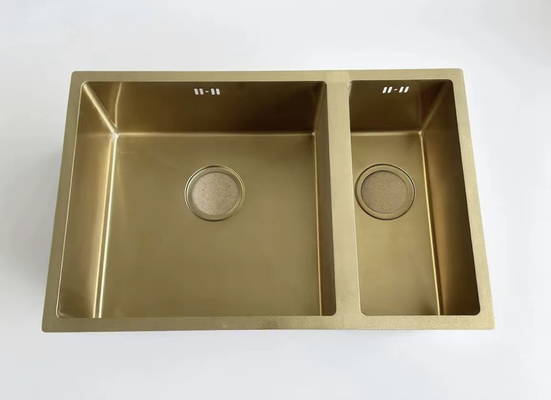 Sink dapur dengan drainboard SUS304 stainless steel berwarna emas
