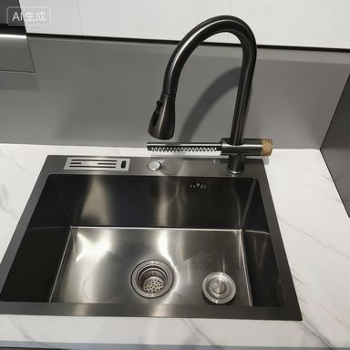 Set wastafel dapur stainless steel yang sangat tahan lama dengan keran terintegrasi