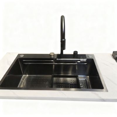 Harga bagus Set Wastafel Dapur Stainless Steel 800mm Double-Bowl dengan Keran High-Arc untuk Dapur Modern | Kedalaman Bak Tersedia | Ketebalan Baja Tersedia on line
