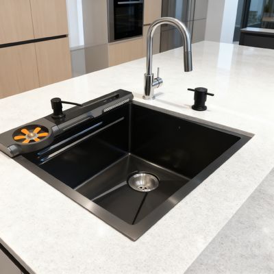 800mm Double-Bowl Stainless Steel Sink Kitchen Set dengan keran High-Arc dan 1 tahun garansi untuk dapur modern