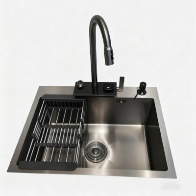 Artisan-Crafted 304 Stainless Steel Single Kitchen Sink - Hand-Polished Brushed Finish