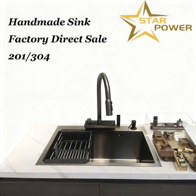 Harga bagus Precision-Cut 304 Stainless Steel Dapur wastafel dengan 250-300mm Bowl kedalaman dan 1,2-1,5mm Panel Ketebalan on line