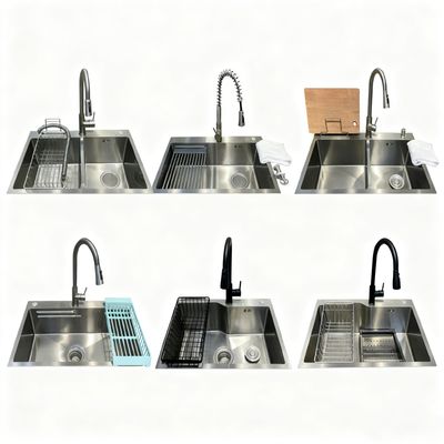Harga bagus Handmade Brushed Precision-Polished 304/316 Stainless Steel Undermount Dapur wastafel dengan satu atau dua mangkuk on line