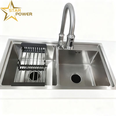 Eco-Friendly 304 Stainless Steel Dapur wastafel dengan 250-300mm Bowl kedalaman dan 1,2-1,5mm Panel Ketebalan