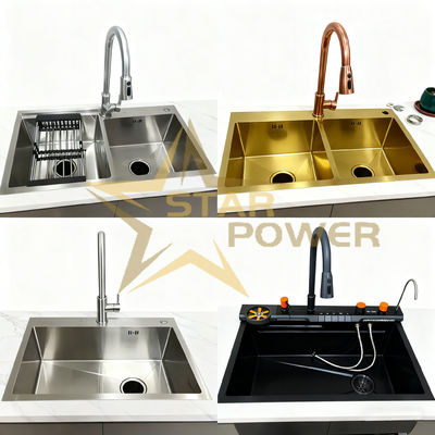 Harga bagus Premium 304/316 Stainless Steel Dapur wastafel dengan 250-300mm Bowl kedalaman dan 1,2-2,0mm Panel Ketebalan on line
