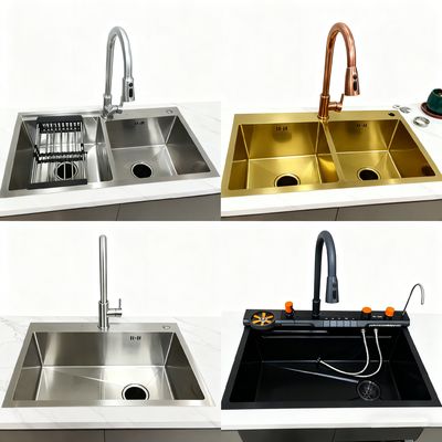 Harga bagus Sink dapur baja tahan karat kelas 304 dan 316 dengan kedalaman mangkuk 250-300mm dan kerajinan tangan on line