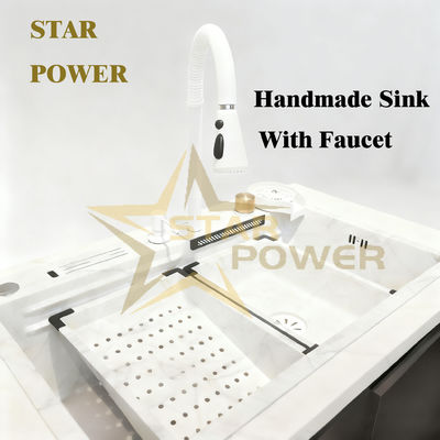 Bak Cuci Dapur Komersial Buatan Tangan Tahan Lama Stainless Steel Mangkuk Ganda dengan Bahan Food Grade 304/316