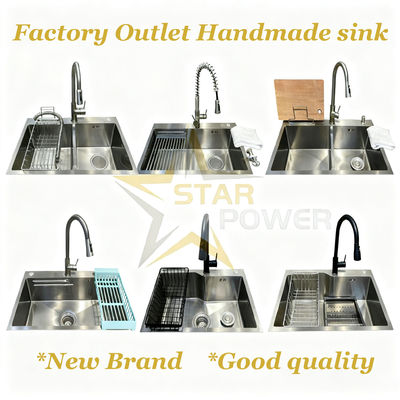 Bak Cuci Dapur Komersial Buatan Tangan Tahan Lama Stainless Steel Mangkuk Ganda dengan Bahan Food Grade 304/316