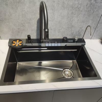 Harga bagus Handmade 304/316 Stainless Steel Single Bowl Cuisine Sink dengan Drain Rack yang Dapat Ditarik on line