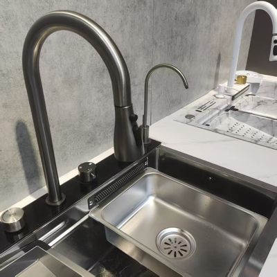 Harga bagus Bak Cuci Dapur Stainless Steel Buatan Tangan dengan Mangkuk Stainless Steel Food Grade 304/316 Kedalaman 250-300mm dan Ketebalan Panel 1.2-2.0mm on line