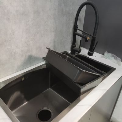 Harga bagus Efek Daun Lotus Bionik buatan tangan Nano Oleophobic Single/Double Bowl Sink on line