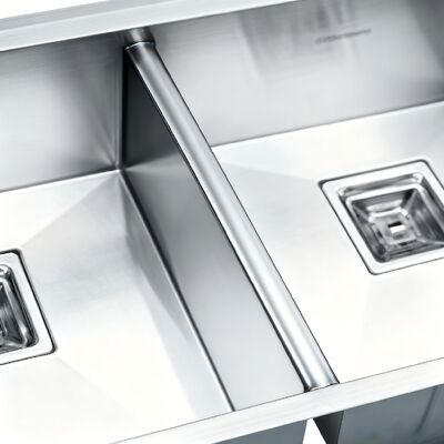 STAR POWER 304 stainless steel buatan tangan Double Bowl Cuisine Sink dengan keran yang bisa ditarik keluar