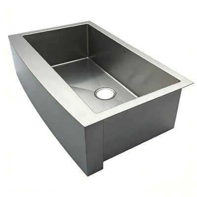 Handmade Brushed 304 Stainless Steel Farmhouse Sink dengan Sound Dampening & Anti Condensation dan Curved Apron Front Design