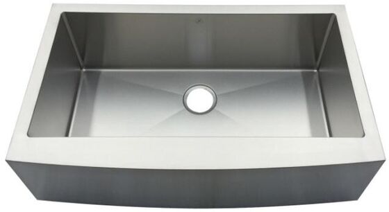 Gaya Eropa Curved Front Heavy Duty Single Bowl Farm Sink di 304 stainless steel untuk dapur