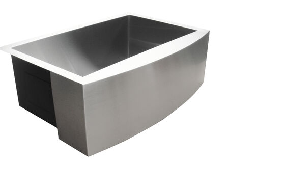Gaya Eropa Curved Front Heavy Duty Single Bowl Farm Sink di 304 stainless steel untuk dapur