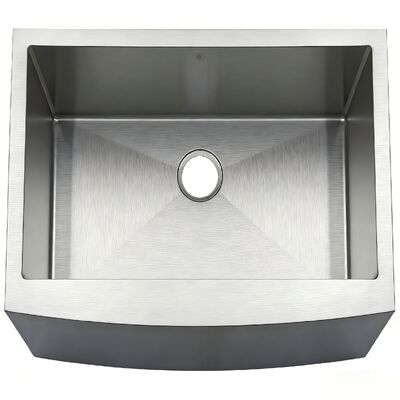 Gaya Eropa Curved Front Heavy Duty Single Bowl Farm Sink di 304 stainless steel untuk dapur
