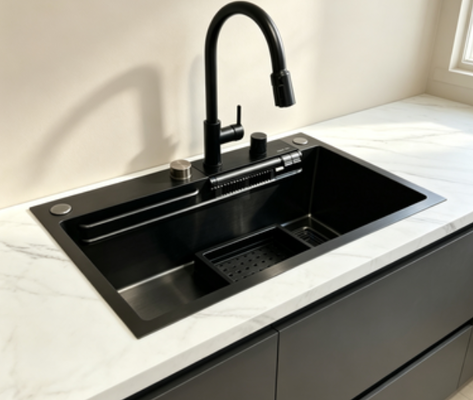 Harga bagus Flush Mount / Inset Cuisine Sink 304 Stainless Steel Single Bowl Cuisine SinkHand Polished Anti-Rust Brushed Finish Untuk Renovasi Dapur Rumah Tangga Modern. on line