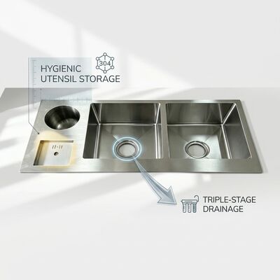 Harga bagus Baskom Dapur Undermount 18 Gauge 304 SS Single Bowl Baskom Dapur Chrome Plated Baskom 1000mm 300mm Extra-Deep Bassin on line