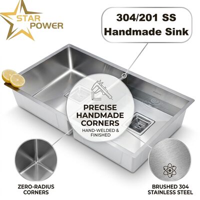 Harga bagus Bak Cuci Piring Dapur Undermount Food-Grade 304 SS Bak Cuci Piring Tunggal Disikat Undermount 900mm Kedalaman Bak 250mm | Kedalaman Bak Kustom Tersedia | Ketebalan Baja Kustom Tersedia on line