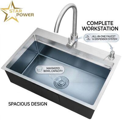Harga bagus Top Mount / Drop-in Cuisine Sink 316 Stainless Steel Equal Double Bowl Cuisine Sink Nano-coated Drop-In 800mm 220mm Deep Basin. on line