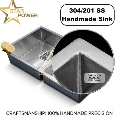 Harga bagus Wastafel Dapur Top Mount / Drop-in Stainless Steel SUS304 Wastafel Dapur Mangkuk Ganda Sama Halus Buatan Tangan Drop-In 700mm Cekungan Ekstra-Dalam 10 Inci | Kedalaman Cekungan Kustom Tersedia | Ketebalan Baja Kustom Tersedia on line