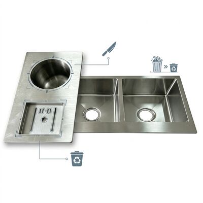 Harga bagus Bak Cuci Dapur Tanam / Tanam 304 Baja Tahan Karat Mangkuk Utama & Tambahan Bak Cuci Dapur PVD Gunmetal Tanam 600mm Cekungan Dalam 9 Inci | Kedalaman Cekungan Kustom Tersedia | Ketebalan Baja Kustom Tersedia on line