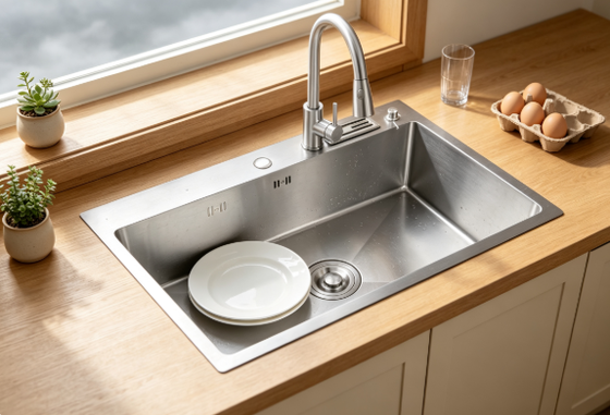Harga bagus 18 Gauge 304 SS Single Bowl Cuisine Sink Brushed Undermount 1000mm 300mm Extra-Deep Basin on line