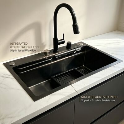 Harga bagus Wastafel Dapur Mangkuk Tunggal Baja Tahan Karat 316 Berlapis Krom Undermount Cekungan Dalam 900mm 250mm on line