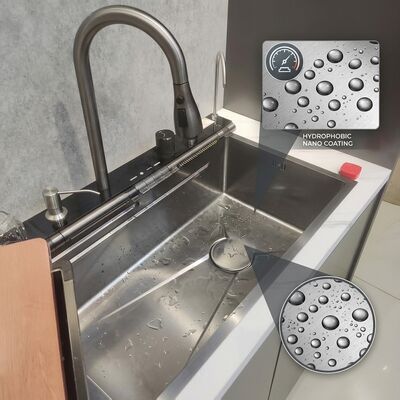 Harga bagus Bionic Daun Teratai Nano Oleofobia Buatan Tangan 316 Stainless Steel Kitchen Sink Mangkuk Tunggal 800Mm 220Mm Deep Basin on line