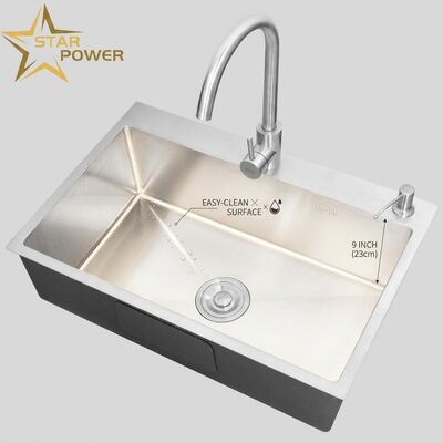 Harga bagus 304 Stainless Steel Double Bowl Cuisine Sink dengan Nano-coated Finish dan 9-Inch Deep Basin on line