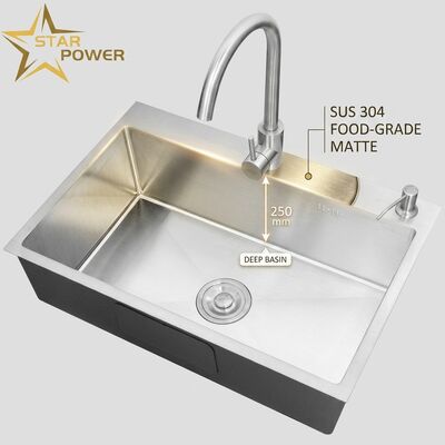 Harga bagus Wastafel Dapur Stainless Steel 304 Food-Grade Mangkuk Ganda dengan Permukaan Matte dan Bak 250mm on line