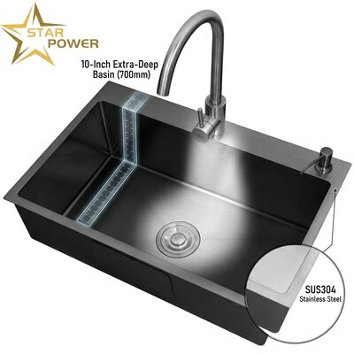 Harga bagus 316 stainless steel sama double bowl dapur wastafel nano-coated drop-in 800mm 220mm deep basin on line