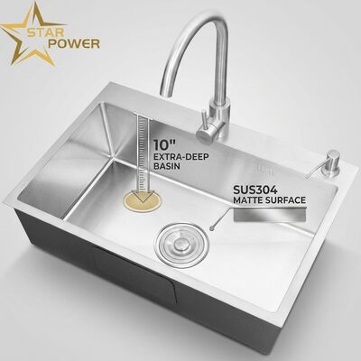 Harga bagus SUS304 Stainless Steel Double Bowl Cuisine Sink dengan permukaan Matte dan 10 Inch Extra-Deep Basin online
