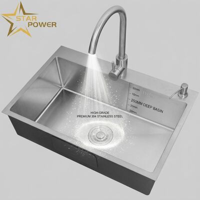 Harga bagus Top Mount / Drop-in Cuisine Sink Food-Grade 304 SS Double Bowl Cuisine Sink Polished Top-Mount 900mm 250mm Deep Basin on line